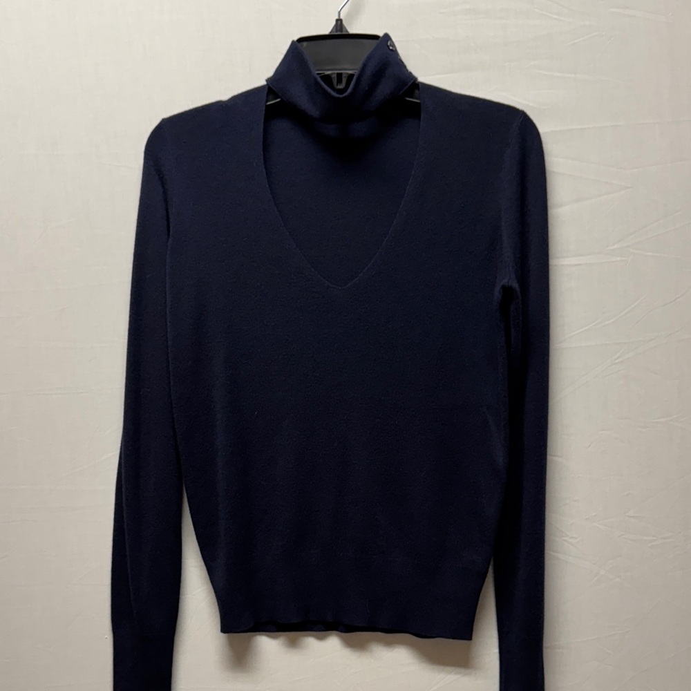 Theory Deep Blue Silk cashmere blend Turtleneck Sweater
